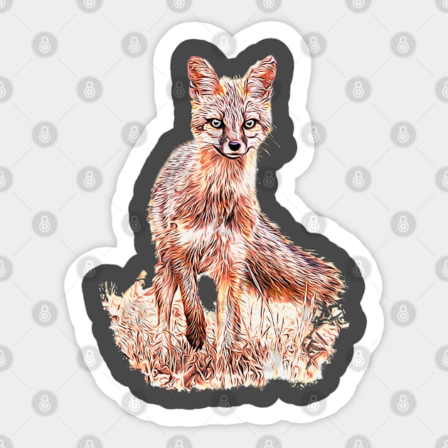 Gray Fox Sticker by Ripples of Time